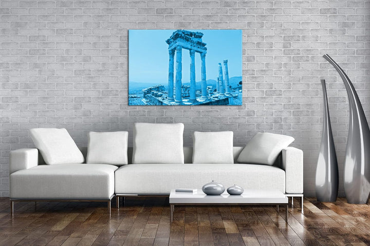 deyoli antike griechische Ruine Format 100x70 Effekt: Monocrome Blau als Leinwandbild, Motiv fertig