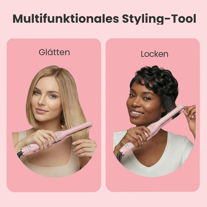 Mini Glätteisen, SAOSA Haarglätter und Lockenstab 2 in 1 Klein Glätteisen für kurzes Haar zum Locken