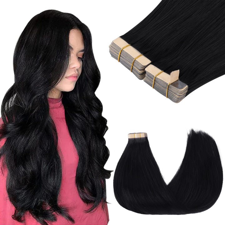 GOO GOO Tape in Extensions Echthaar, Tape Extensions Echthaar, 35cm 100g 40pcs, Extensions Echthaar,