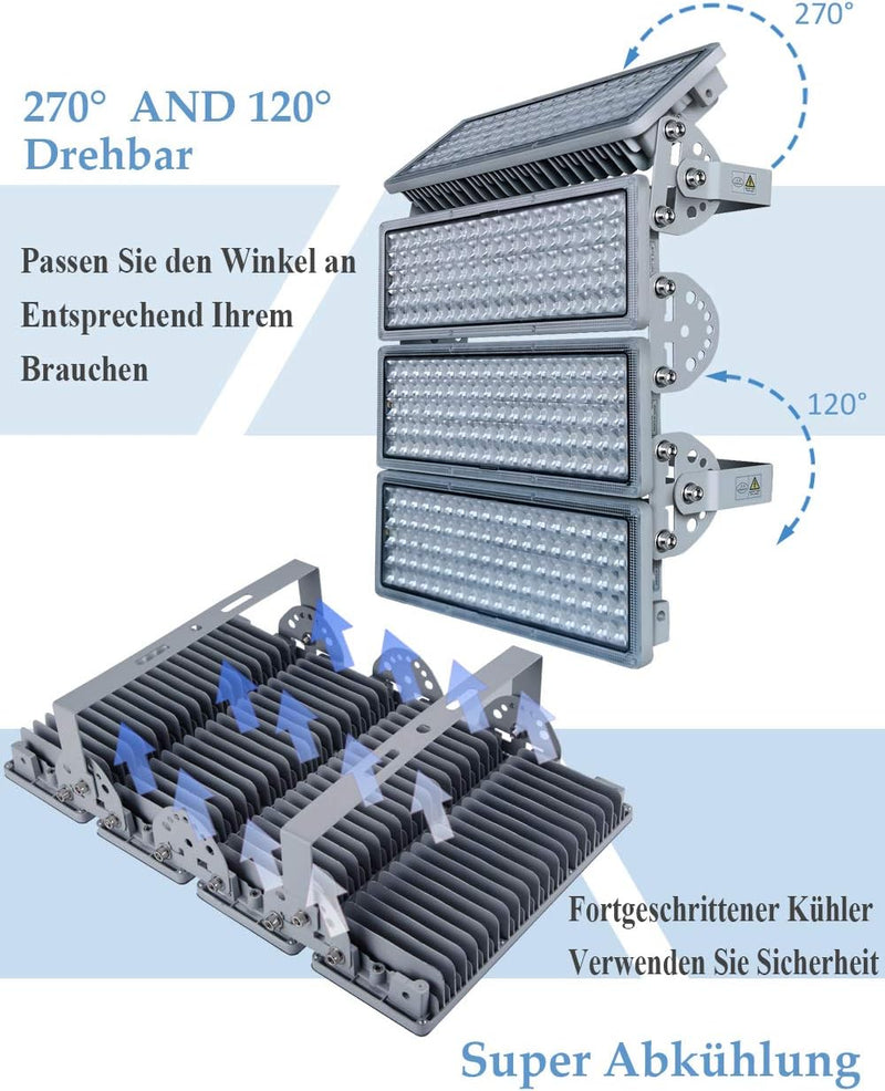 Rugging LED Strahler Flutlichter LED 400W 40000lm Superhell Strahler Aussen Flutlichtstrahler 6500K