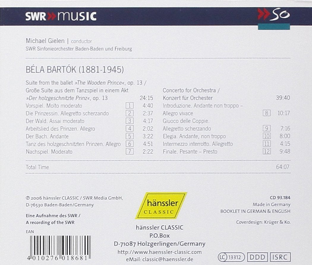 Der Holzgeschnitzte Prinz (Suite) / Konzert für Orchester, Audio-CD