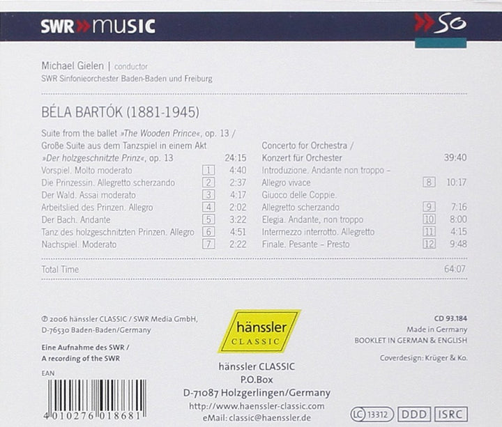 Der Holzgeschnitzte Prinz (Suite) / Konzert für Orchester, Audio-CD