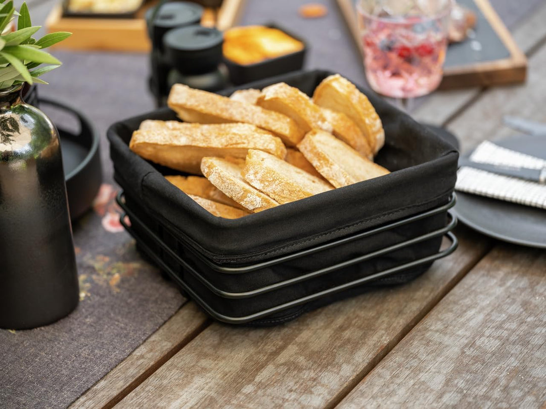 WENKO Brotkorb Premium Square Gestell aus stabilem Metall Schwarz 55092100, 55092100