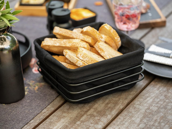 WENKO Brotkorb Premium Square Gestell aus stabilem Metall Schwarz 55092100, 55092100
