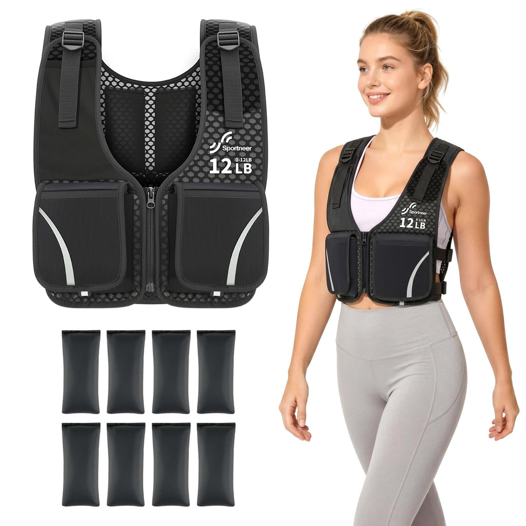 Sportneer 0–5,4 kg Verstellbare Gewichtsweste für Walking, Schwarz