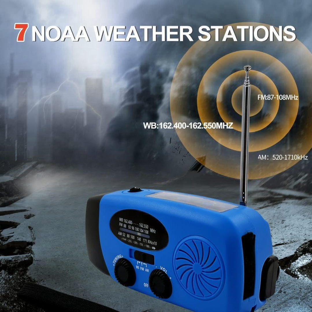 Solarradio zum Aufziehen, 5000 mAh, Notfallkurbel, Wetterradio, Solarradio mit Taschenlampe, NOAA/FM