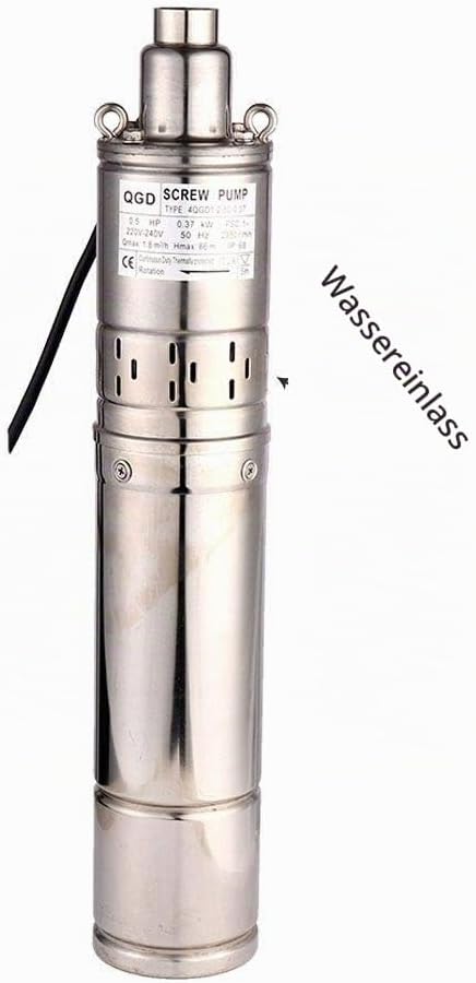 Tiefbrunnenpumpe 220V Tauchpumpe Edelstahl Tauchpumpe oder Hauswasserwerk und Garten (0.37KW 1.8m³/h