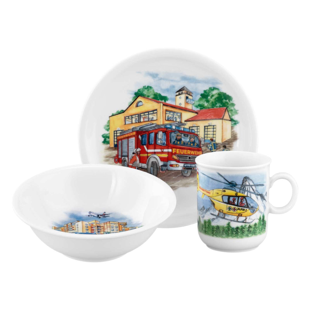 Seltmann Weiden 001.774989 Compact Blaulicht Kinder-Set 3-teilig, Teller (19 cm) Schale (16 cm) und