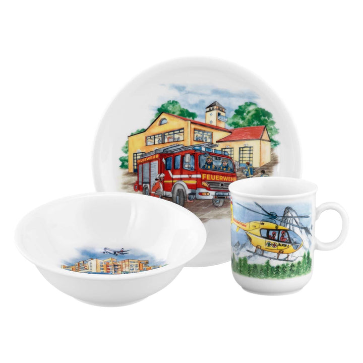 Seltmann Weiden 001.774989 Compact Blaulicht Kinder-Set 3-teilig, Teller (19 cm) Schale (16 cm) und
