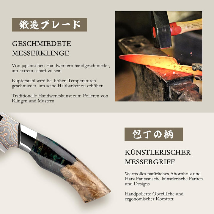 SHAN ZU Damastmesser Schälmesser Obstmesser Gemüsemesser Handgeschmiedetes Japanisches Klein Messer,
