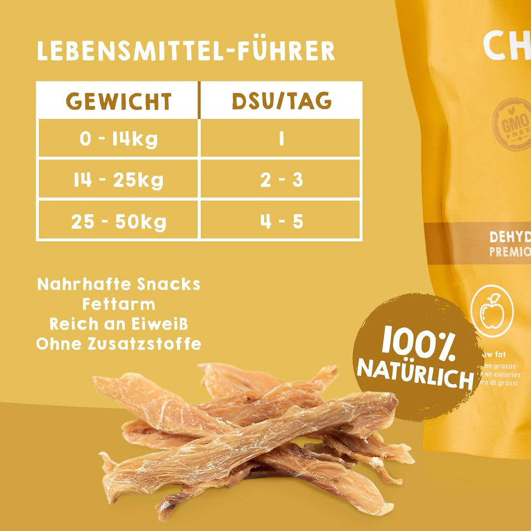 MAIKAI Packung 3 Hundeleckerlis fur hünde aus getrocknetem Huhn in Streifen - Natürliche Hundesnacks