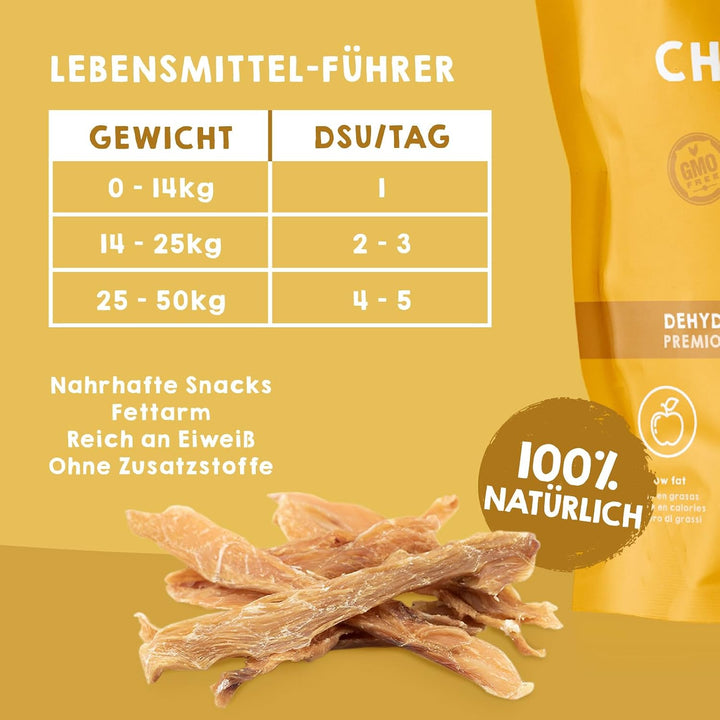 MAIKAI Packung 3 Hundeleckerlis fur hünde aus getrocknetem Huhn in Streifen - Natürliche Hundesnacks