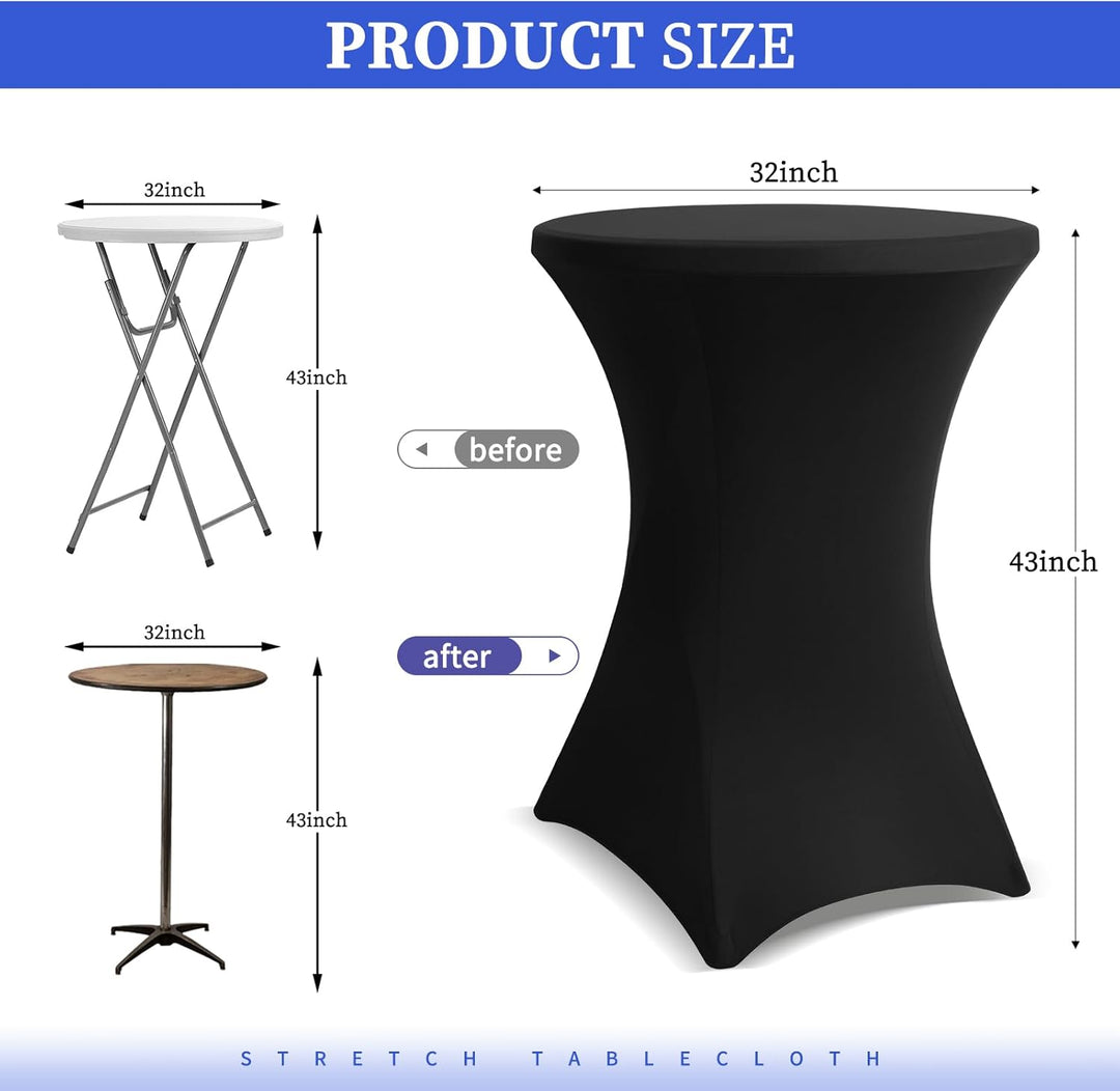 Showgeous 3 Packungen Stretch Stehtisch Husse für Bistrotisch Ø 80-85 cm Cocktail Tisch-Überzug Huss