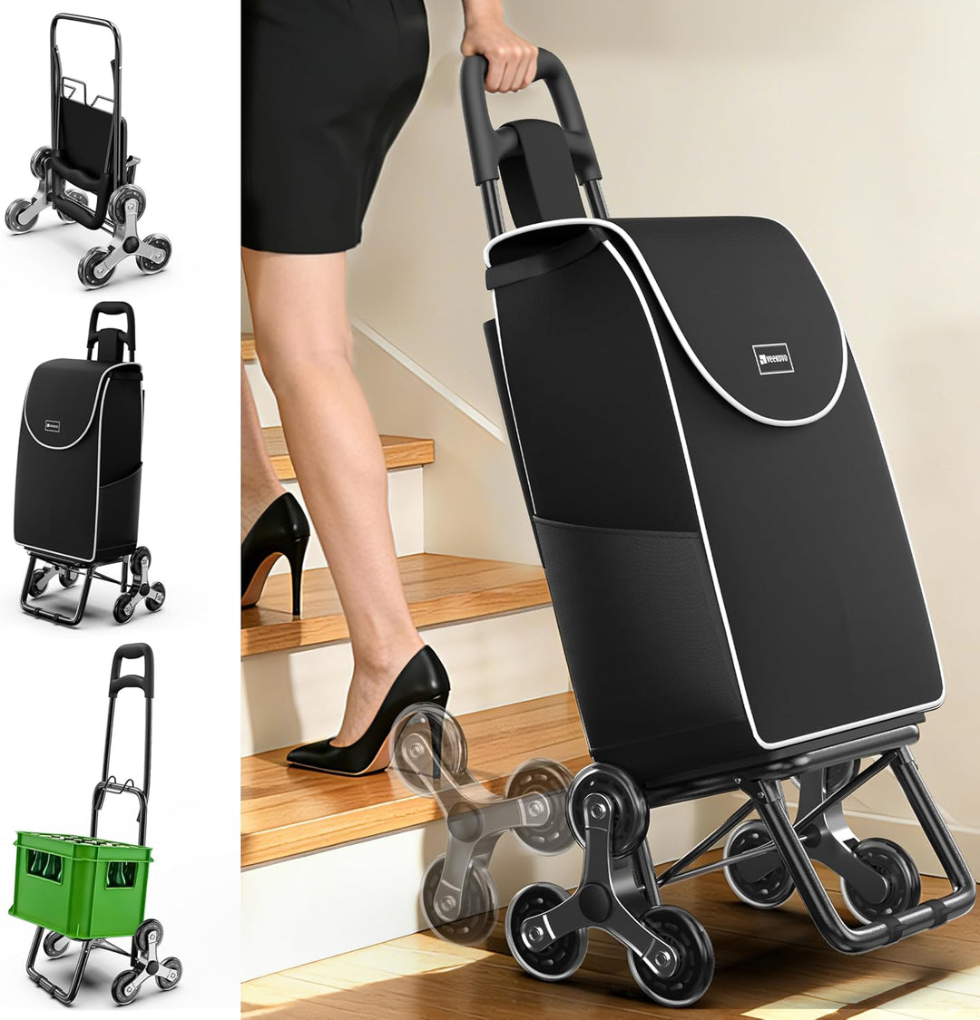 Einkaufswagen Klappbar 56L,Einkaufstrolley Treppensteiger,Trolly Einkaufswagen Klappbar, Hackenporsc