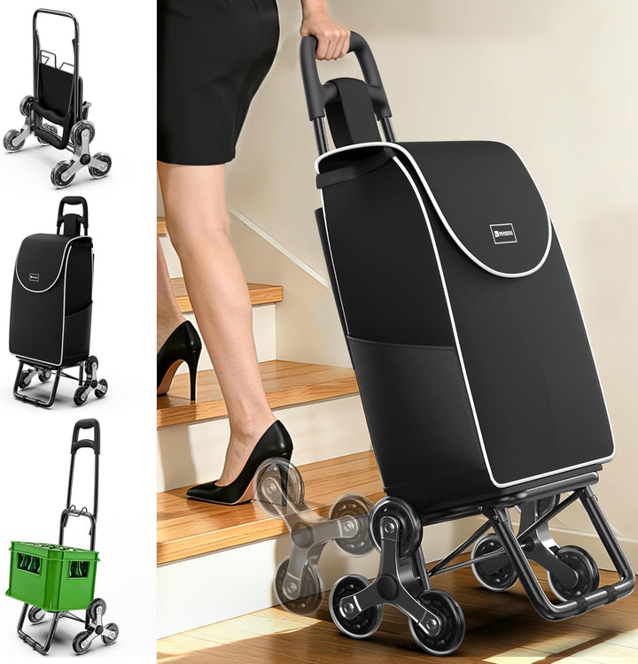 Einkaufswagen Klappbar 56L,Einkaufstrolley Treppensteiger,Trolly Einkaufswagen Klappbar, Hackenporsc