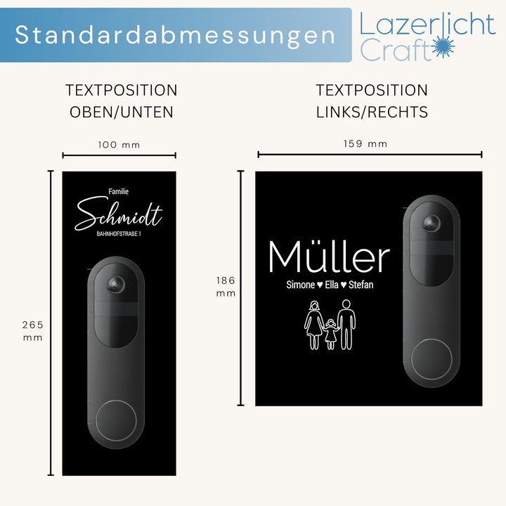 Klingelschild für Reolink Video Doorbell Battery D340B | Schwarz oder Anthrazit | Verschiedene Muste