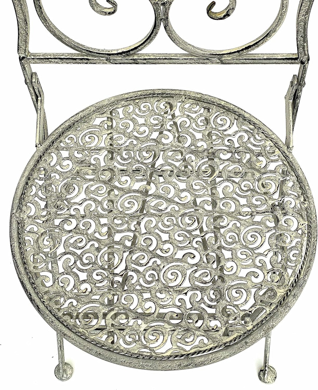 DanDiBo Gartenstuhl Metall Grau Weiss 96127 Metallstuhl Stuhl Garten Vintage Eisen Nostalgie Eisenst