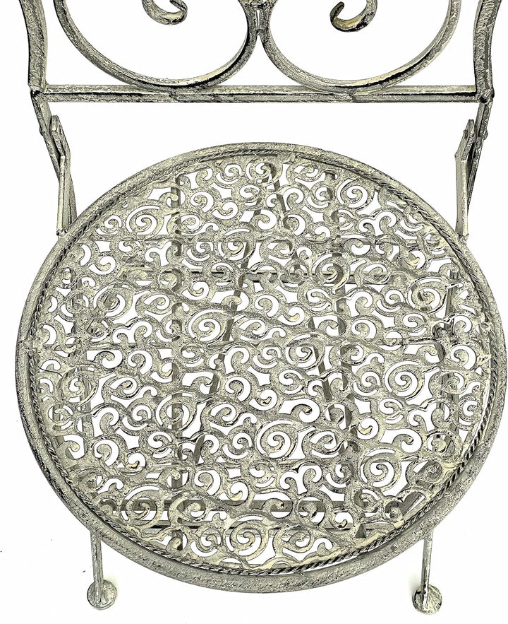 DanDiBo Gartenstuhl Metall Grau Weiss 96127 Metallstuhl Stuhl Garten Vintage Eisen Nostalgie Eisenst