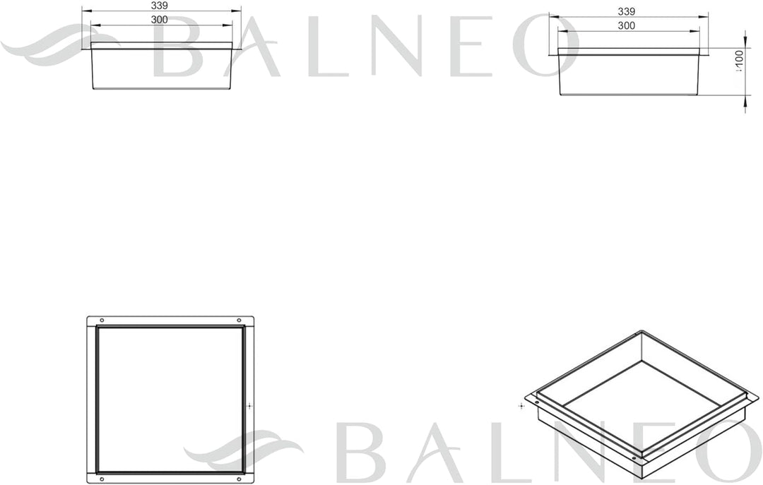Balneo Wall-Box NO Rim - Gold Nische Edelstahl - Gold Wandnische Dusche - Wasserdicht - Flexibler Ni