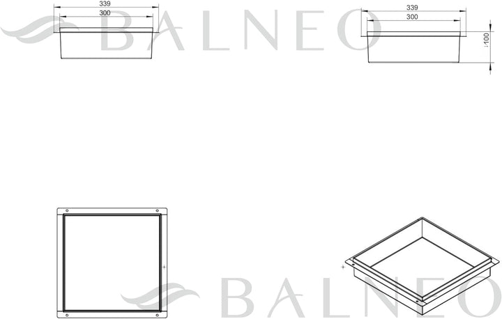 Balneo Wall-Box NO Rim - Gold Nische Edelstahl - Gold Wandnische Dusche - Wasserdicht - Flexibler Ni