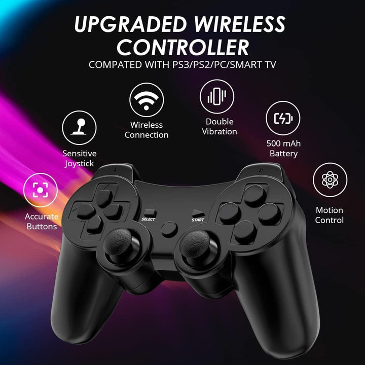 CHENGDAO Controller für PS3, 2 Pack Kabelloser Controller für Playstation 3 mit Double Shock Ergonom