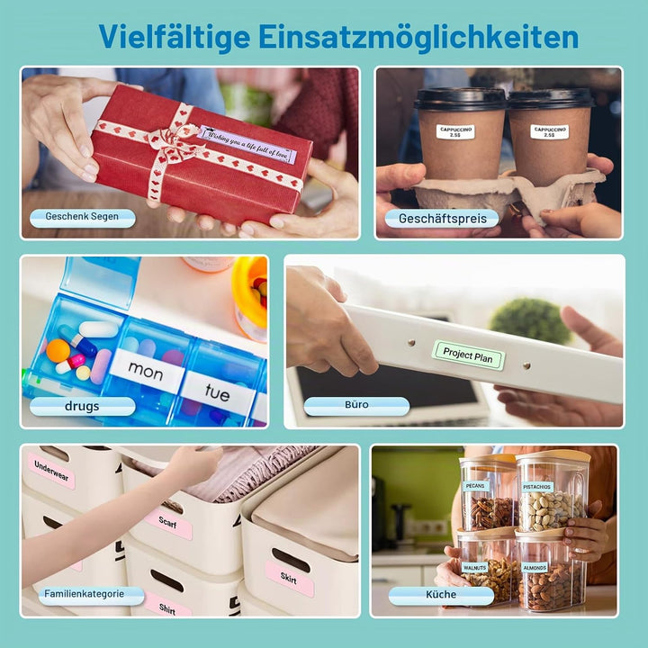 ORGBRO Etikettenband, Original Angepasstes X1 Thermodruck-Etikettenpapier 15mm×7m, Standard Kaschier