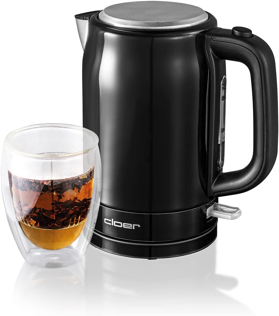 Cloer 4520 Wasserkocher Edelstahl, 2200 W, Wasserstandsanzeige, Trockengeh-und Überhitzungsschutz, 1