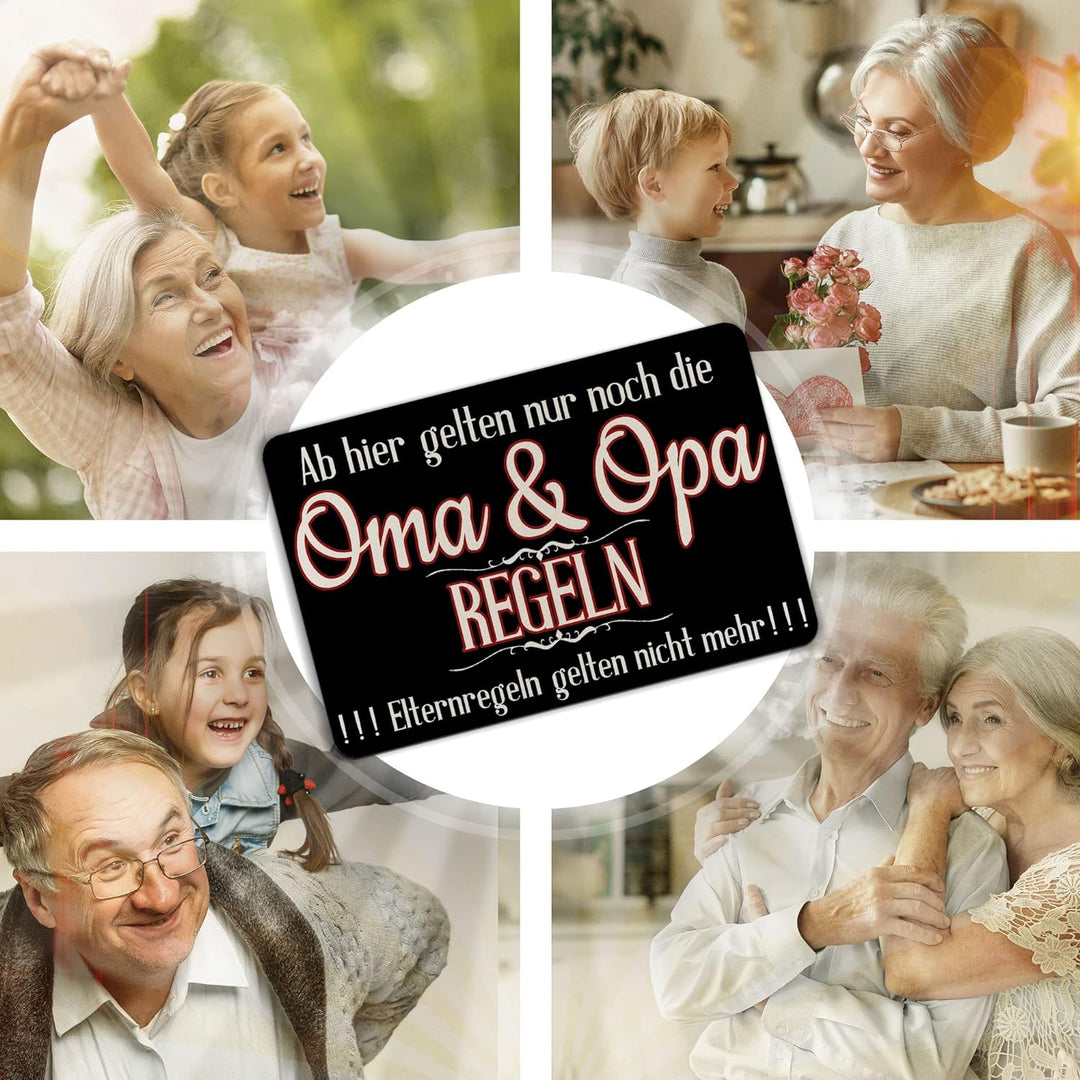PR Print Royal Filz-Fussmatte mit Spruch - Oma &amp; Opa Regeln - Fussabtreter als Geschenkidee für die