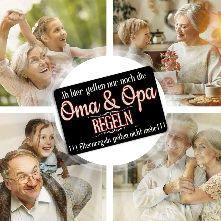 PR Print Royal Filz-Fussmatte mit Spruch - Oma &amp; Opa Regeln - Fussabtreter als Geschenkidee für die