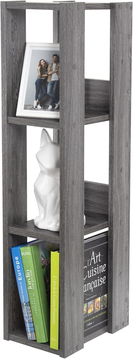 Iris Ohyama, Bücherregal, 3-stufiges Regal, 14 cm breite verstellbare Regale, Stabil, Industriell, W