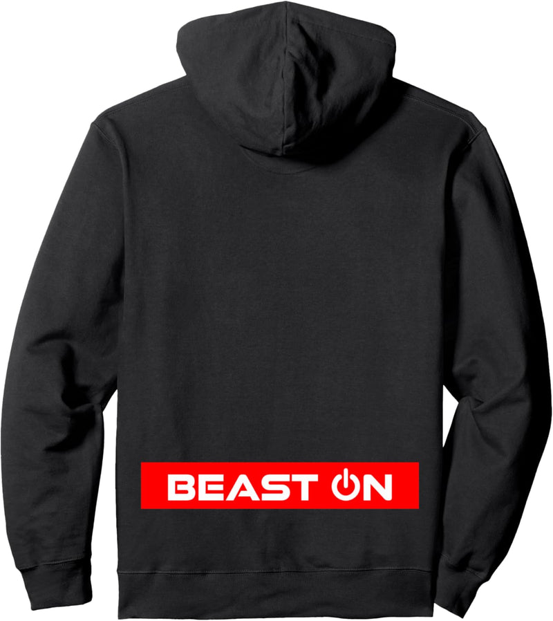 Beast ON Rücken Motiv rote Farbe Fitness Gym Motivation Pullover Hoodie