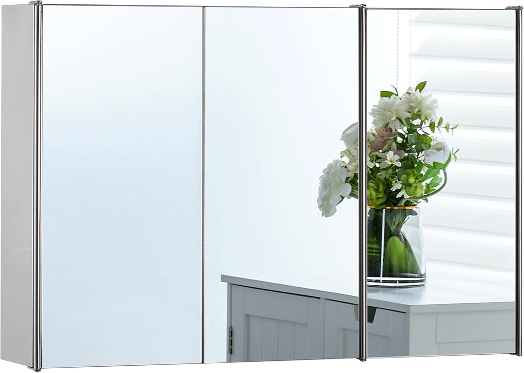 Bath Vida Designs Tiano Badezimmerschrank, dreifacher Spiegel, Wandmontage, moderner Aufbewahrungssc