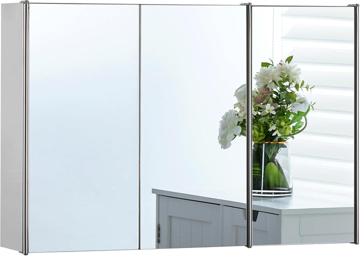 Bath Vida Designs Tiano Badezimmerschrank, dreifacher Spiegel, Wandmontage, moderner Aufbewahrungssc