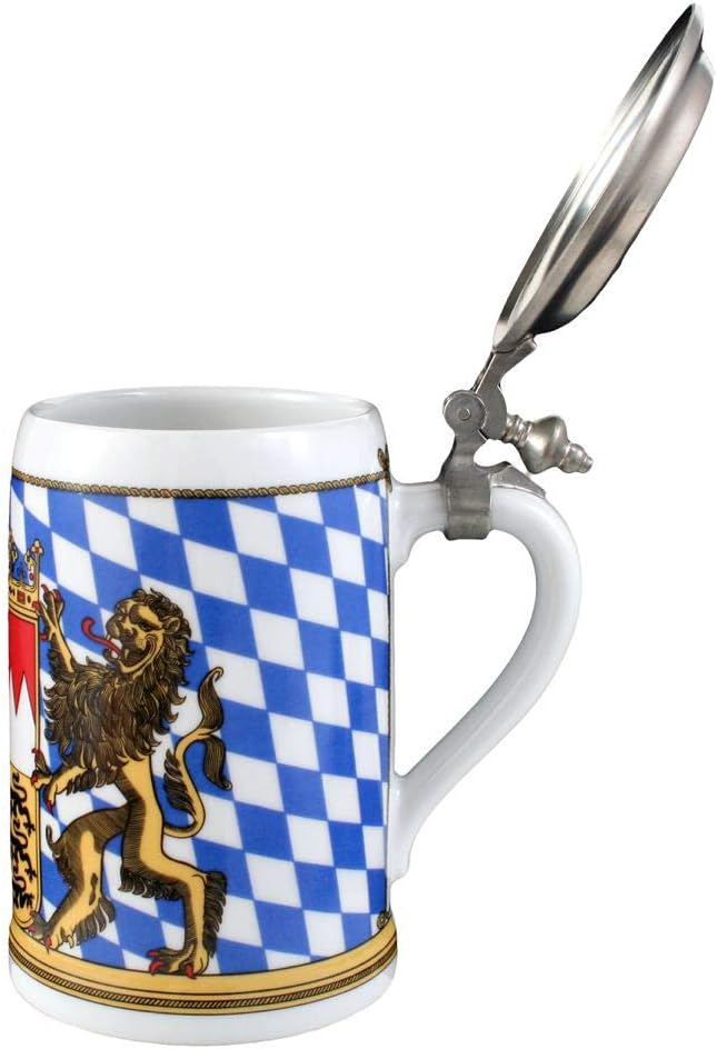 Seltmann Weiden 001.617239 Zusatzsort Bayern Bierkrug mit Deckel 0,75 L, Blau/Weiss/Beige/Rot