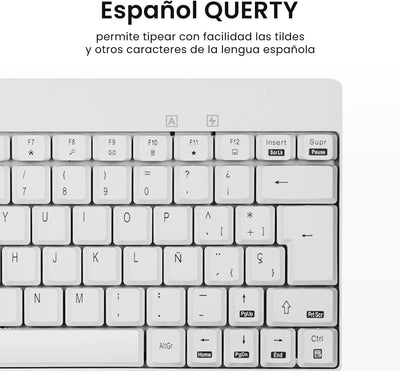 Perixx Periduo-712 Mini-Set Wireless-Tastatur und Maus, leicht und klein - Schwarz/Rot Español QWERT