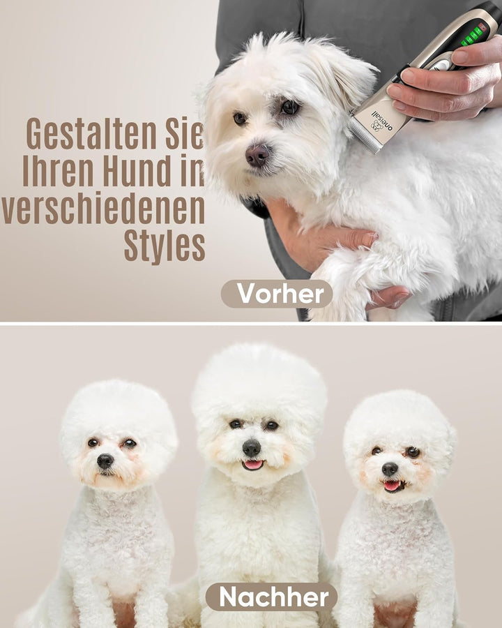 oneisall Bundle: Leise Hundeschermaschine (2000mAh, 4h Laufzeit) + 3-in-1 Profi Schermaschine für Ka