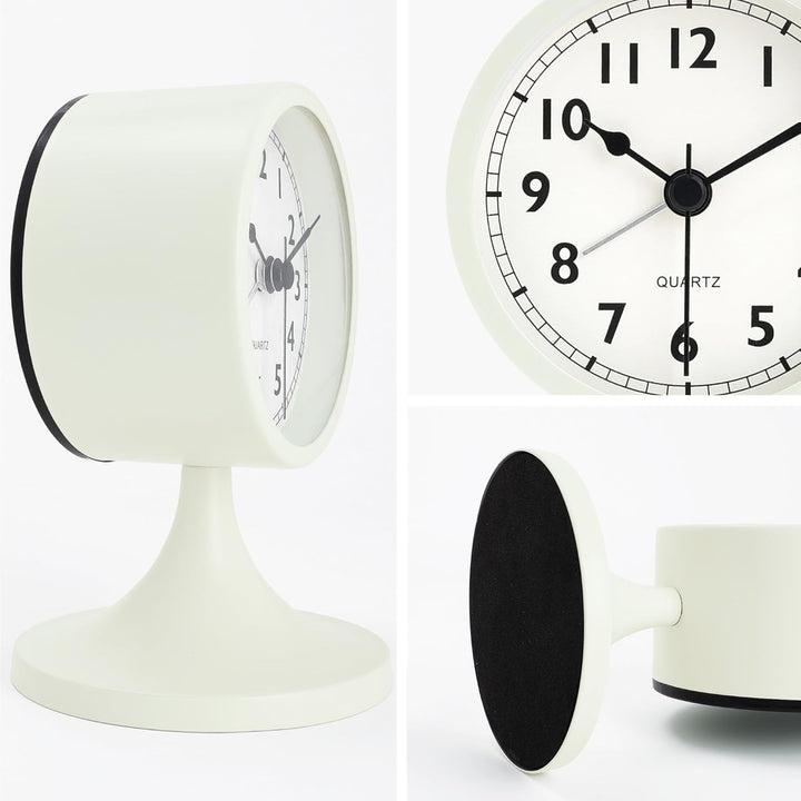 Lafocuse Metall Wecker Weiss Retro Klassisch, Wecker Lautlos Ohne Ticken mit Nachtlicht und Schlumme