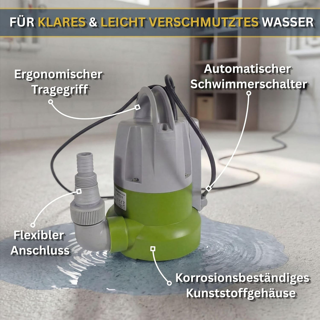 CHM GmbH® Tauchpumpe flachsaugend bis 1mm 400 Watt Flachsaugpumpe