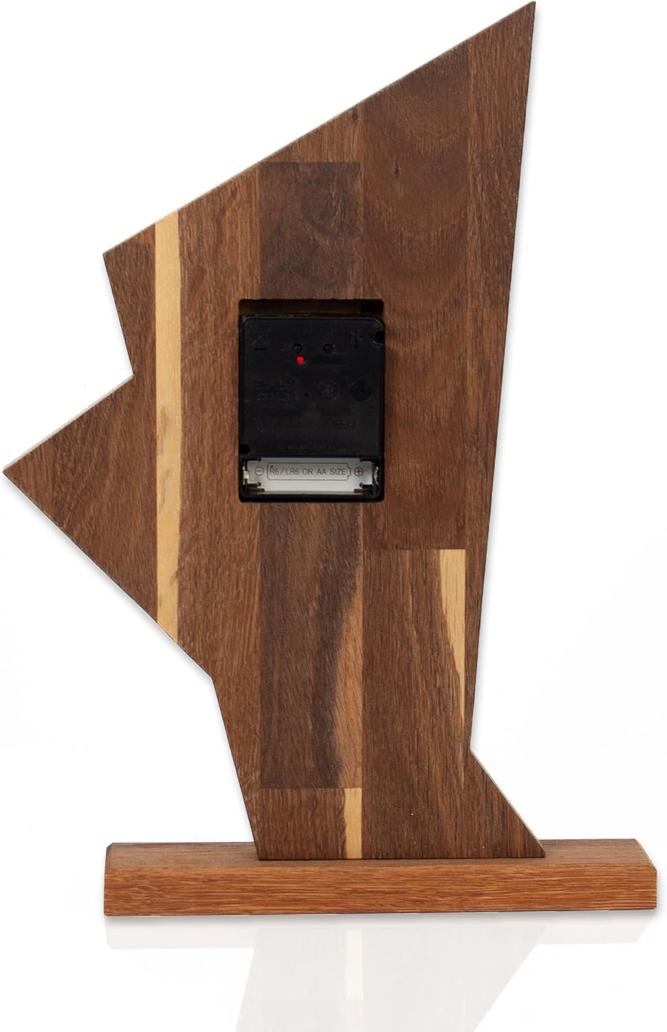 Kreative Feder Designer-Standuhr „Brown Square“ aus Massivholz – Tischuhr in modernem Metallic-Look