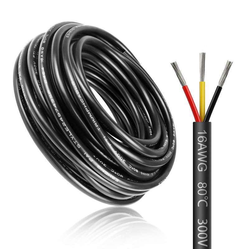 30 Meter 16AWG 3x1,5mm² Elektrischer Draht, 3 Adrig Kabel Erdkabel 5V/12V/24V Stromkabel Verzinntes