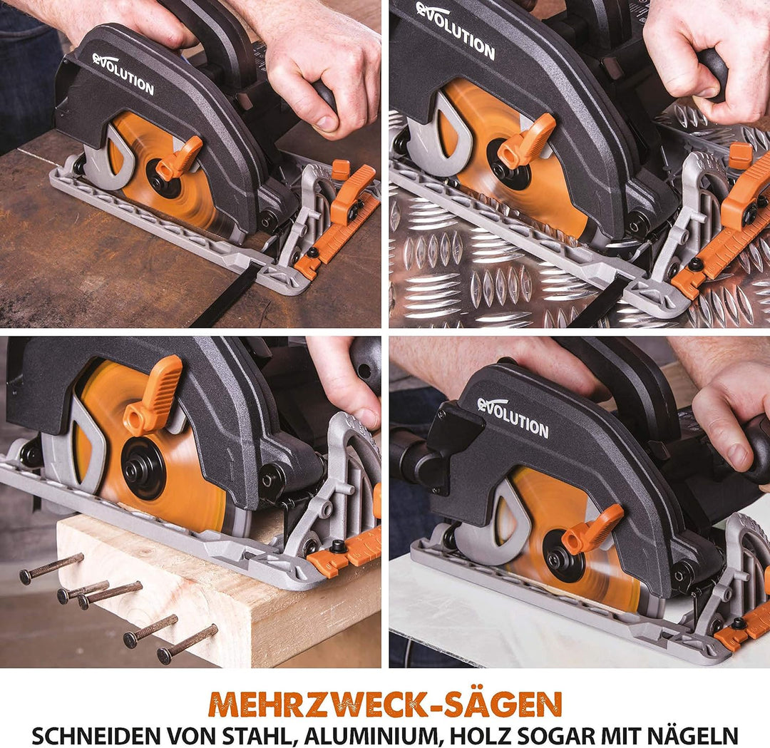 Evolution Power Tools 027-0003C Evolution Elektrowerkzeuge-R185CCS Mehrzweck-Kreissäge, 185 mm 230 V