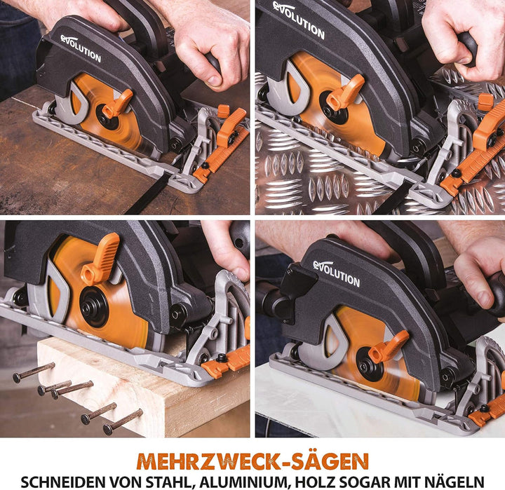 Evolution Power Tools 027-0003C Evolution Elektrowerkzeuge-R185CCS Mehrzweck-Kreissäge, 185 mm 230 V