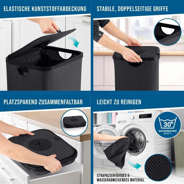 EASYmaxx Pfandflaschen Sammelbehälter 100 l, mit 2 x Flaschentasche | Flaschen Aufbewahrung für Altg