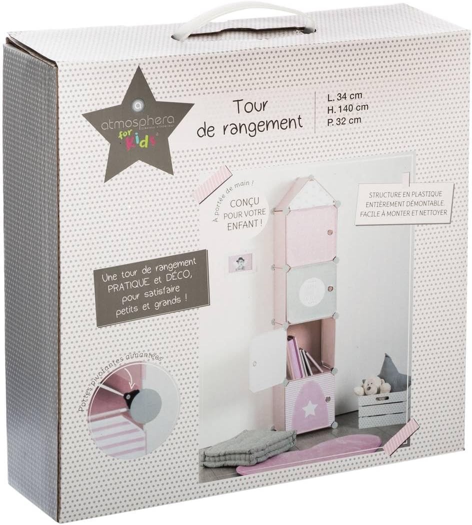 Kinder Aufbewahrungsboxen Colonne - rosa 34 × 139 cm - Rosa - Atmosphera créateur d'intérieur, Rosa