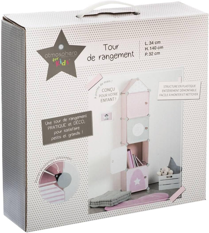 Kinder Aufbewahrungsboxen Colonne - rosa 34 × 139 cm - Rosa - Atmosphera créateur d'intérieur, Rosa