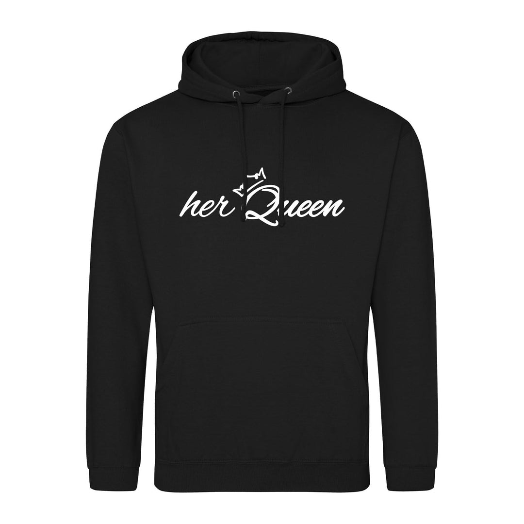 huuraa Unisex Hoodie her Queen Krone Pullover Vegan Grösse 3XL Deep Black mit Motiv Hochzeits Gesche