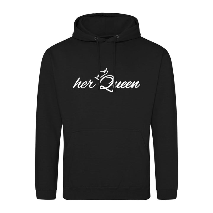 huuraa Unisex Hoodie her Queen Krone Pullover Vegan Grösse 3XL Deep Black mit Motiv Hochzeits Gesche