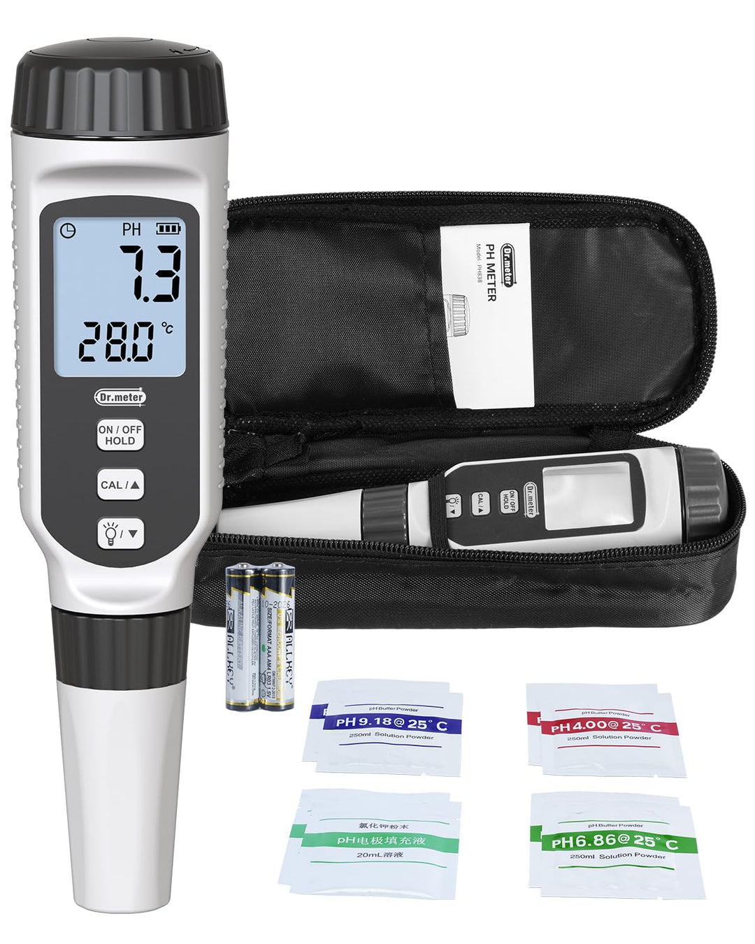 PH Messgerät, Dr.meter PH Messgerät Wasser 0.01Hochpräziser PH Wert Messgerät mit Alarm-LCD-Display