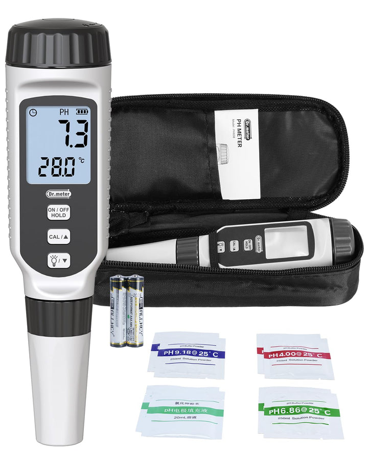 PH Messgerät, Dr.meter PH Messgerät Wasser 0.01Hochpräziser PH Wert Messgerät mit Alarm-LCD-Display