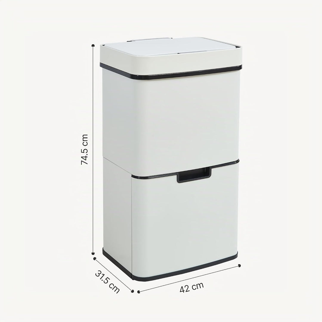 [en.casa] Sensor Mülleimer Venna Küche Mülltrennsystem 3 Fächer 62 L Abfalleimer Edelstahl mit Decke